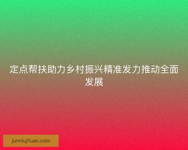 定点帮扶助力乡村振兴精准发力推动全面发展 定点帮扶助力乡村振兴精准发力推动全面发展